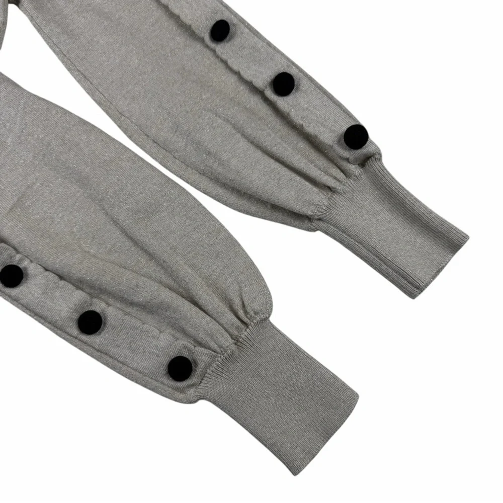 Karl Lagerfeld Metallic Balloon Sleeve Sweater Medium | Shimmer Knit A28 - Picture 5 of 6